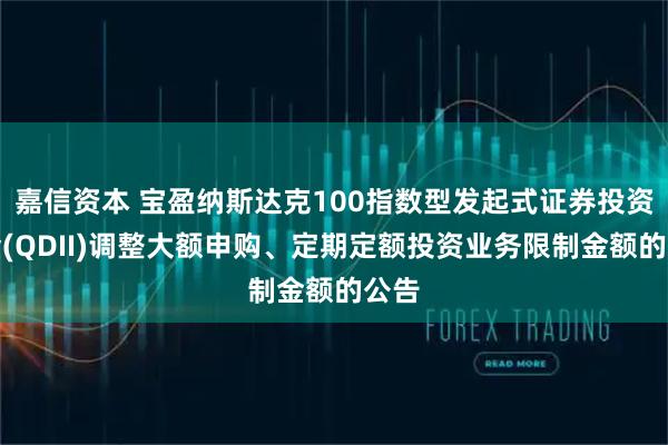 嘉信资本 宝盈纳斯达克100指数型发起式证券投资基金(QDII)调整大额申购、定期定额投资业务限制金额的公告